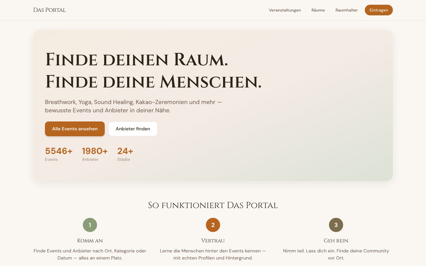 Screenshot der Startseite von das-portal.online